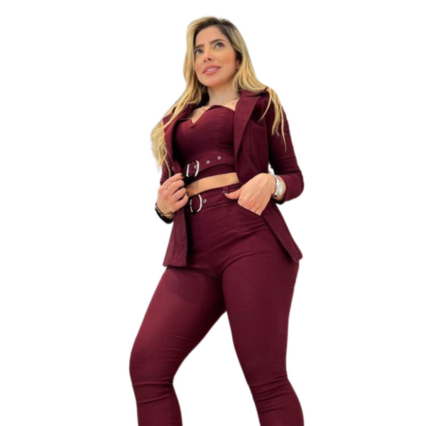 Conjunto de 3 Piezas para Mujer - Elegancia y Versatilidad en Colores Vibrantes